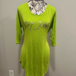 Betsey Johnson Green Asymmetrical Graphic Tunic